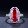 Trouwringen pera prachtige roze rode cz kristal grote ovale ronde vorm vrouwen verlovingsbanden handvinger sieraden accessoires r082