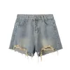 And Loose Thin Denim Jeans For Women S Small Stature Summer New High Waisted Perforated A Line Wide Leg Shorts Hot Pants mall tature ummer horts