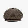 QPDO BERETS 2023 DAD DAD WINTER FITITED IVY CAP MALE CASUIL NEWSBOY CAPS大人の八角形の画家帽子ビッグハットマンプラスサイズ58cm 60cm D24417