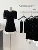 カジュアルドレスフォーマルな機会パールアインラインドレス豪華な黒いワンピースフロックストリートウェアバースデーパーティープロムエレガントファッションゴシックY2K