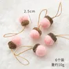 Christmas Decorations 6pc Decoration Accessories Wool Felt Ball Pine Cone Acorn Pendant DIY Wreath Material Party Xmas Tree Hanging Ornament