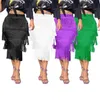 Elegant Tassel Fringe Bodycon Pencil kjolar Kvinnor Hög midja stretchig mantel Midi Summer Ladies Jupe Party 2024 240412