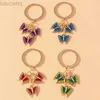 سلاسل المفاتيح Lanyards Fashion Butterfly Keychains المينا التي تحلق الحيوانات السلاسل الرئيسية للنساء الفتيات حقيبة اليد الرئيسية chians diy إكسسوارات المجوهرات اليدوية D240417