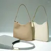 Shoulder Bags 2024 Lady Genuine Leather Underarm Bag Retro Classic Simple Solid Color Women Commute Handbags 5 Colors