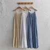 Muslin 100% Cotton Gauze Long Dresses For Women Adjustable Strap Sleeveless Ruched Holiday Boho Sundress Oversized Maxi Dress 240407