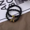 Bracelets de charme Black Natural Stone Crown Cabeças Cabeças Casal Bracelete Mulheres Men fórdicas amantes de jóias Presente de amizade por atacado