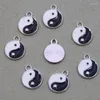 Charms 50pcs 15 mm de liga de zinco de 12 mm yin e yang esmal