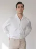 Camisas masculinas da primavera e verão da camisa casual de negócios de kiton branco