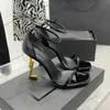 Designer Sandal Opyum Women Sandals Leather Stiletto Shoes Metal Letters High Heels Buckle Rubber Slides Luxury Party Wedding Show Shoes With Box