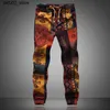 Men's Pants 2024 new summer spring and autumn mens floral prints jogger mens casual summer pants mens sports pants linen pants mens Trouser Q240417