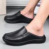 Slippers heren anti-skid rijschoenen chef's ademende lederen casual sandalen hoogwaardige zachte zool helft