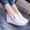 Casual Shoes 2024 Women's Spring Heel Lady Women Sneakers Leisure Platform Wedge Höjd ökar Vulcanize