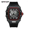 Polshorloges Sanda Square Shi Ying Luminous Calendar Fashion Casual Men's Watch Hollow Cool