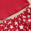 Kledingsets 4 juli Toddler Girls Outfits One Shoulder Mouwloze tanktops Stars Print Ruffles rok Amerika vlagkleding