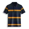 Herrpolos 2024 Summer Short Sleeve Mens Polo Shirts Luxury Classic Wide Stripe Business Casual Male Topps Fashion Slim Fit Man Tees