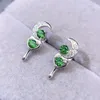 Stud Earrings Natural Real Green Diopside Earring Moon Style 0.15ct 4pcs Gemstone 925 Sterling Silver Fine Jewelry L243206