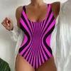 Frauen Badebekleidung ein Stück gestreiftes Druck Badeanzug Frauen schieben gepolstert weibliche rückenfreie V-Ausschnitt Badeanzug BodySuit Strandwege XS-5xl