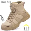 Bottes de travail Chaussures de sécurité indestructibles hommes Chaussures d'orteil en acier Puncture Sneakers de chaussures masculines Chaussures de travail sans glissement 240409