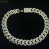 Nieuwe luxe op maat 925 Sterling zilver 18 mm vierkante Cuban Link Chain Pass Diamond Tester VVS Moissanite Mens ketting