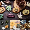 その他のベイクウェア4PCSセットハロウィーンビスケットモールドカボチャゴーストテーマプラスチッククッキーカッタープランジャーフォンダンチョコレートケーキ装飾TDHLKF