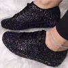 Chaussures décontractées Femmes Lacet Up Sneakers Glitter Automne Flat Vulcanied Dames Bling Femme Fashion Plateforme Zapatos de Mujer TYH78