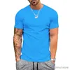 Męskie koszulki męskie Summer Nowe swobodne poliestrowe włókno krótkie rękaw Wysokiej jakości koszulka polo męska moda na okrągła szyja Slim Fit T-shirt