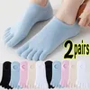 Chaussettes de femmes Toe Summer Invisible Breatte Thin Multi Color Five-Pinger Boat Girls Fashion Low Ankle Sox Coton court