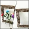 Flores decorativas Rama de la vid Rama Garra Garland Rattan Corona Rectangular Anillo de vid ramita de madera para artesanías florales de bricolaje Base