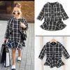 Zestawy odzieżowe Baby Girl Surteve Batuse Płaszcz Kuit Kids Okoła szyi Plaid Midi Loose Party Street Casual Princess Cardigan