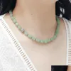 Naszyjniki wiszące lii ji prawdziwy kamień zielony naszyjnik choker aventurine rurka magnes zapięcie 45 cm biżuteria