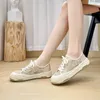 Casual Shoes Womens Sneakers Platform Roses Fashion Mesh Thick Sole Canvas 2024 Leisure Basic Solid Shallow Lace-Up Summer Fabri