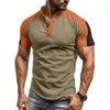 Esportes ao ar livre masculino Henley camisa masculina de manga curta de camiseta de camiseta de pescoço Top de camiseta