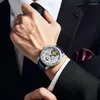 Wristwatches HANBORO Luxury Man Watch Automatic Wristwatch Luminous Business Men Watches Moon Phase Fashion Elegant Mechanical