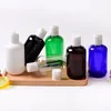 Förvaringsflaskor 30 st 200 ml klar svart rund tom husdjur flaska med skivans topp spa eteriska oljeplastbehållare för kosmetika