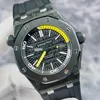 Designer Watch Luxury Automatic Mechanical Watches 15706au Forged Carbon Ceramic Ring Black Yellow Color Matching Date Mens Movement Wristwatch