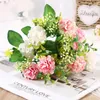 Decorative Flowers Artificial Bouquet Elegant Silk Chrysanthemum Mini Rose For Wedding Home Decoration Low Maintenance