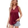 Ny 2024 Summer Women's Satin V-Neck Tank Chiffon Shirt Loose Top för kontorsarbetare