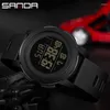 Armbandsur sanda män sport armbandsur lyxig lysande led analog digital display stopwatch vattentät manlig elektronisk klocka