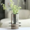 Vases minimalisme Silver Cylinder Vase Fleurs Pots Desk Decoration Arrangement de floraison Créative Metal Floral Room esthétique décor