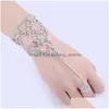 Jewelry Bridal Crystal Rhinestones Diamonds Bracelet With Ring Wristband Prom Evening Party Accessories Drop Delivery Wedding Events Dha2H