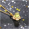 Pendant Necklaces Autumn And Winter National Tide Classical Cheongsam Han Chinese Clothing Accessories Camellia Inlaid Second Drop D Dhui1