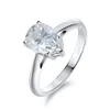 Bague de fiançailles Solitaire Waterdrop avec des anneaux de promesse de diamant GRA Pear 925 Band de mariage en argent pour femmes 240417
