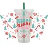 Aufkleber UV DTF Cup Wrap Transfer Drucke Vollaufkleber für Tassen Tassen Turler können 24oz Venti kalten Tasse mit Loch Kaffee Wraps Drucken benutzerdefinierter Etikettenaufkleber Muster