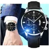 KXFJ Wristwatches Relogio Maschulino Mens Sports Watches Luxury Fashion Leather Leather Stainless Steel Quartz Watch Watch Wristwatch D240422