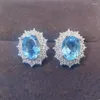 Orecchini per borchie per gioielli naturali naturale topazio blu topazio stile di lusso 1,6ct 2pcs gemma 925 argento sterling fine l243190