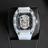 Erkekler Black Man Watch Superclone Aktif Tourbillon Holwatch Tasarımcısı RM52 RM052-01 Pırlanta Kafatası İçi oyuk Otomatik Mekanika