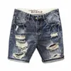Shorts Shorts strappato abbigliamento da uomo estate sottile a cinque punti coreano casual gioventù pantaloni dritti abbigliamento boutique 240417