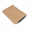 100Pcs/lot Kraft Paper Round Angle Open Top Aluminum Foil Heat Seal Package Bags Dried Fruit Nuts Retail Food Storage Bags 240415