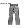 2024 Summer New Fashionable Brand Bright Silver Casual Loose Laser Black Color Jeans för män och kvinnor