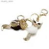 Keychains lanyards schattige vossen kontketens ringen kristal hot sale tas hanger anime sleutelhangers sleutelhangers voor vrouwelijke sleutelhouder voor auto k384 y240417